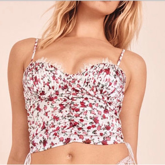 For Love and Lemons Rose Sz S Floral Cami Tank Crop Top - Picture 4 of 4